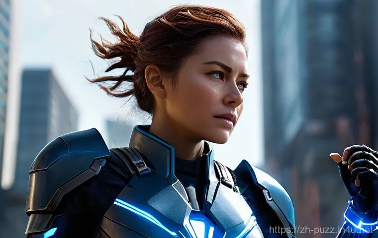 퍼즐오브Z 패치노트 해설 - **New Hero: The Chain Strategist**
    A dynamic, medium shot of a strong female hero in a futuristi...